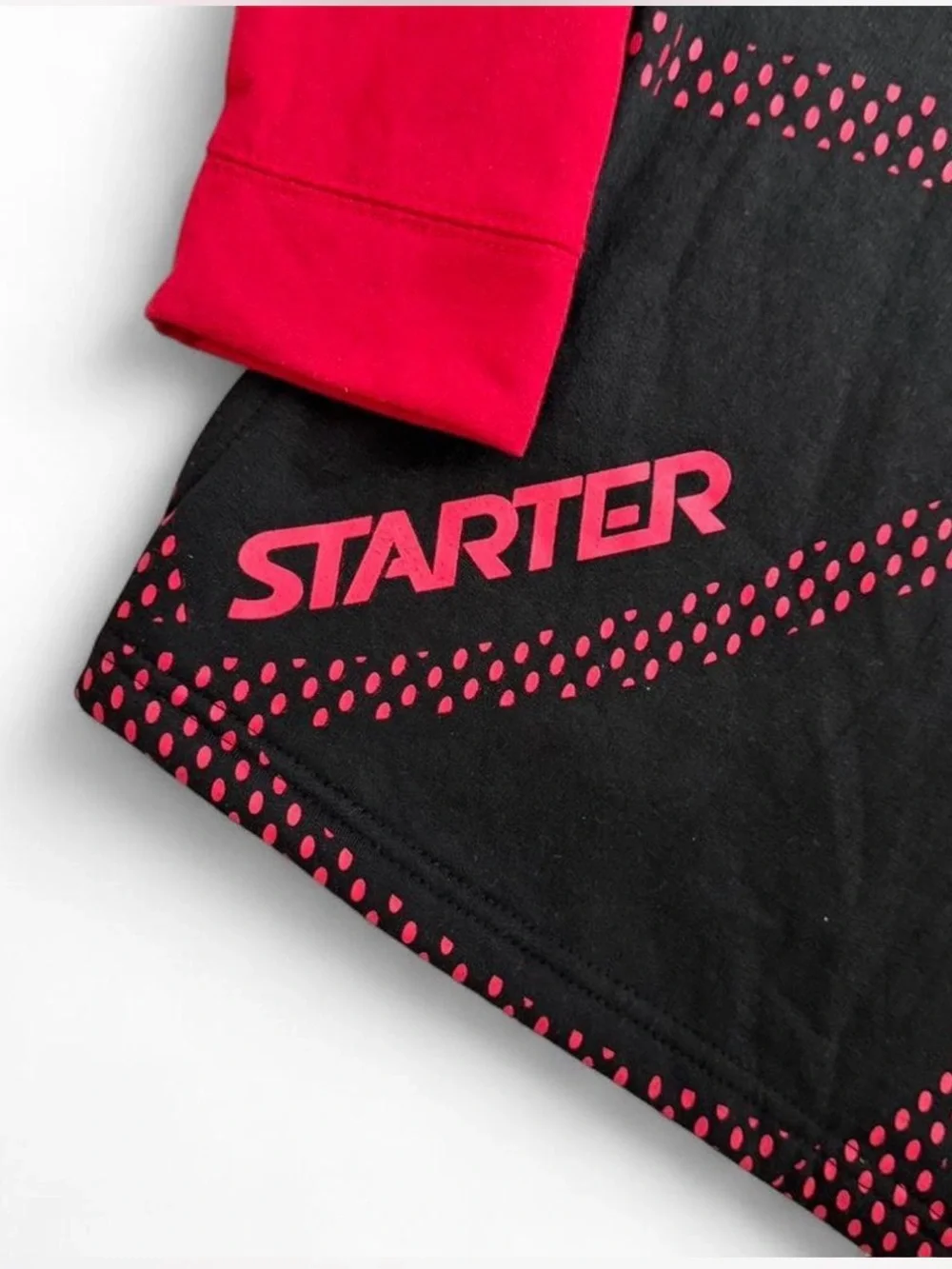 Starter Boys 2Pc Fleece Active Set Hoodie Pants Red Black Size 8 Soft W/Pockets